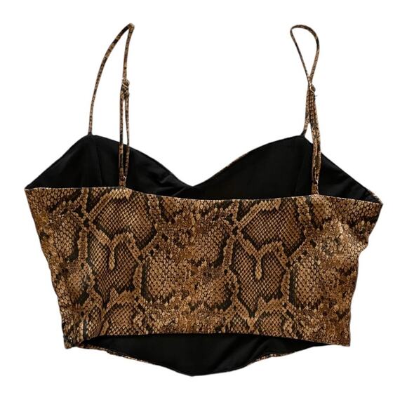 Zara Reptile Patterned Crop Top Brown Black - Picture 2 of 7